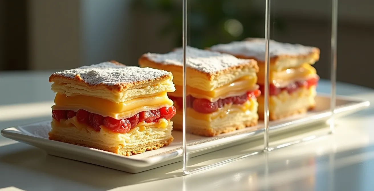 Comparaison visuelle des trois angles principaux en photographie culinaire sur un plat français