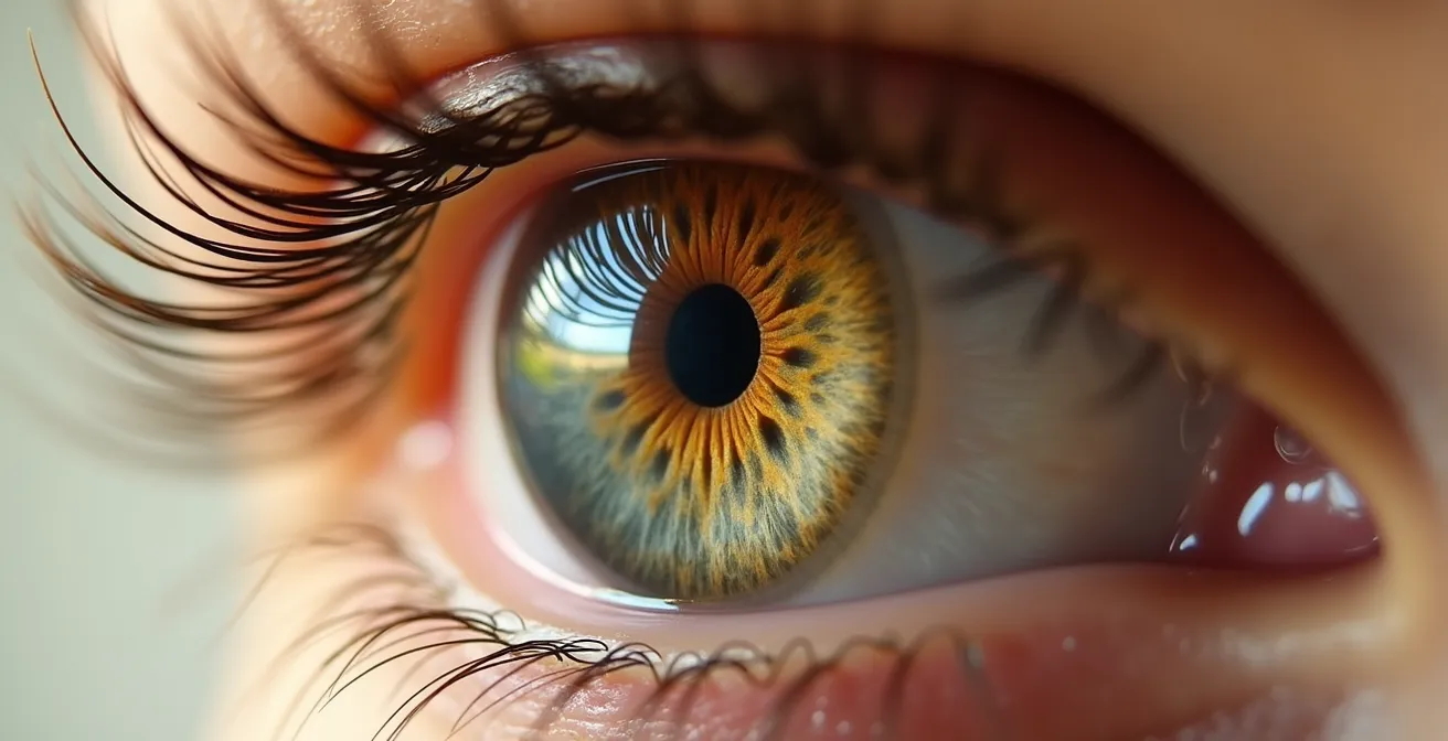 Comparaison macro montrant les halos de netteté sur des cils en portrait