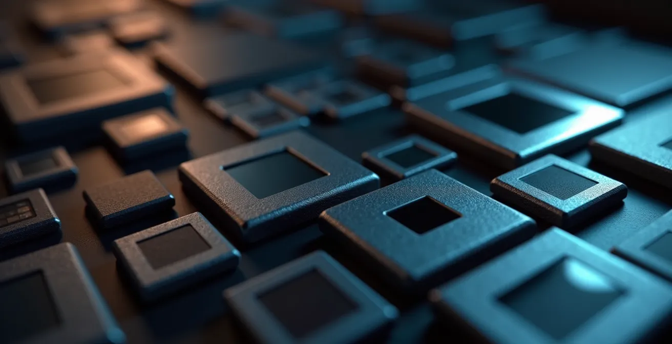 Comparaison visuelle de différentes tailles de capteurs photo avec des boîtiers