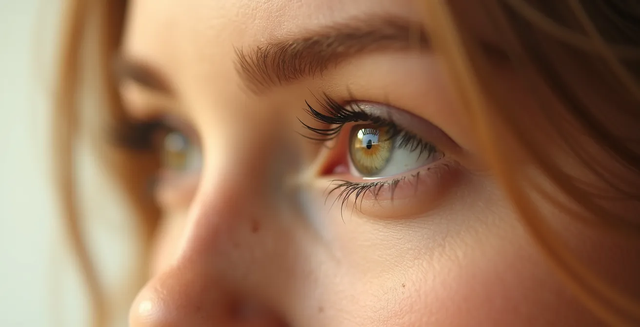 Gros plan montrant la technique de mise au point précise sur l'œil avec un 85mm