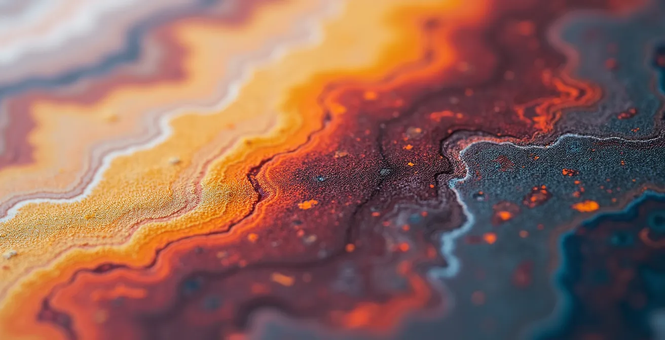 Vue macro détaillée d'un tirage Fine Art montrant la richesse des textures et la profondeur des couleurs