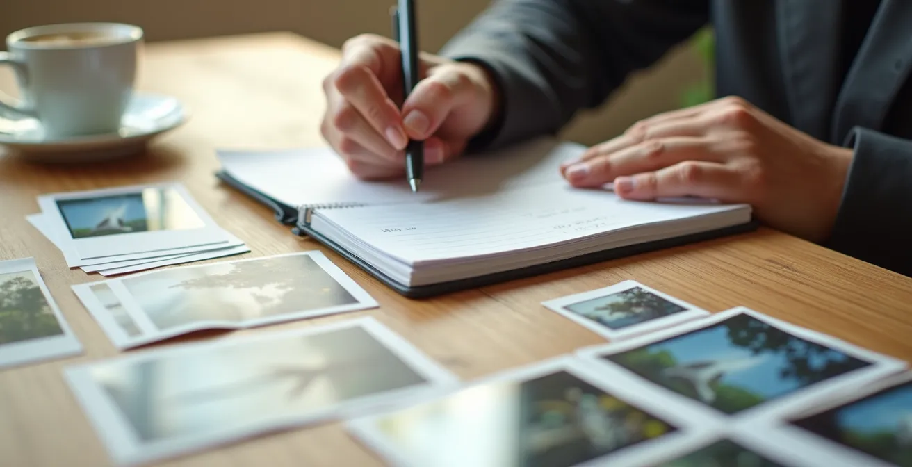 Photographe amateur remplissant un questionnaire d'évaluation de ses besoins photographiques