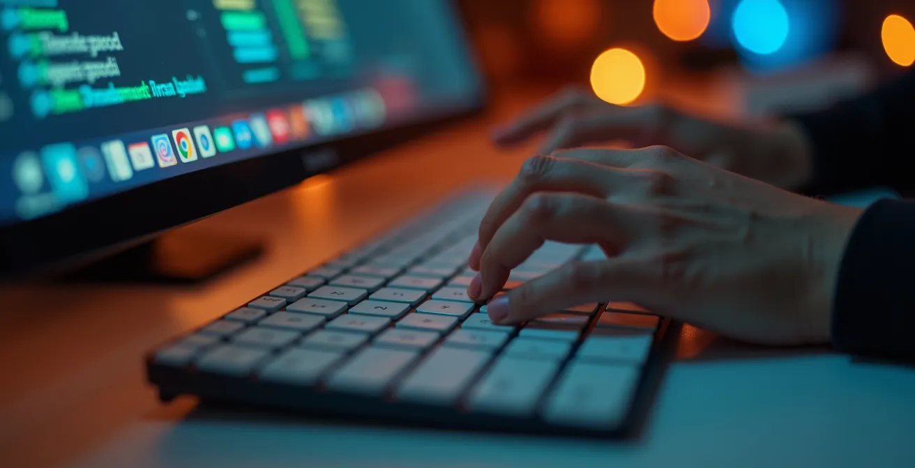 Écran d'ordinateur montrant l'interface de Lightroom avec collections organisées et workflow de tri